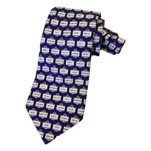 Vineyard Vines Mens Silk Neck Tie Fort Worth Texas Street Signs Purple 58x3.5"